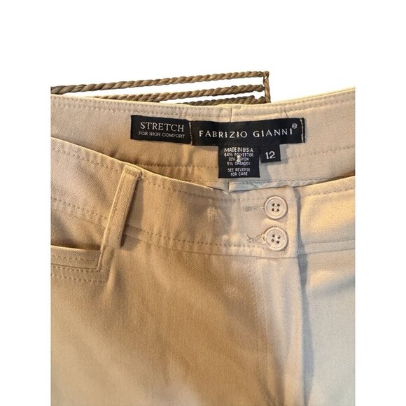 Fabrizio Gianni Womens Beige Double Button Closure Classic Fit Pants Size 12 - Picture 2 of 8